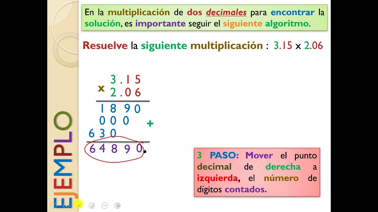 Operaciones con números decimales (Multiplicación)