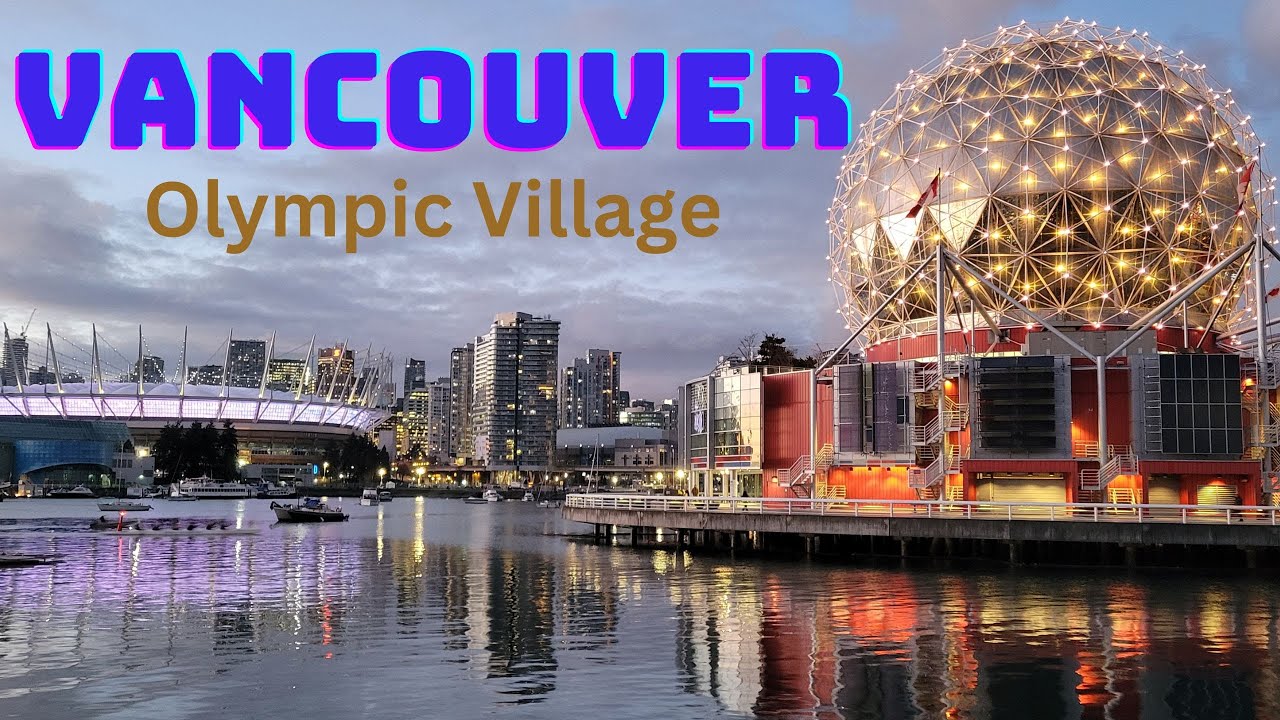 VANCOUVER Olympic Village | Sunset Walk tour Canada 2024❄️🚶‍♀️❄️