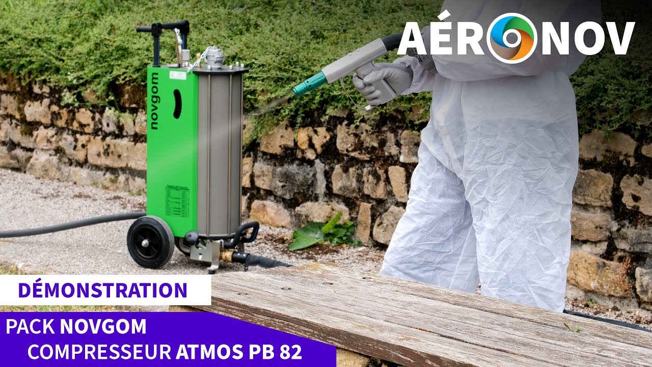 Aérogommeuse NOVGOM et compresseur Atmos PB 82