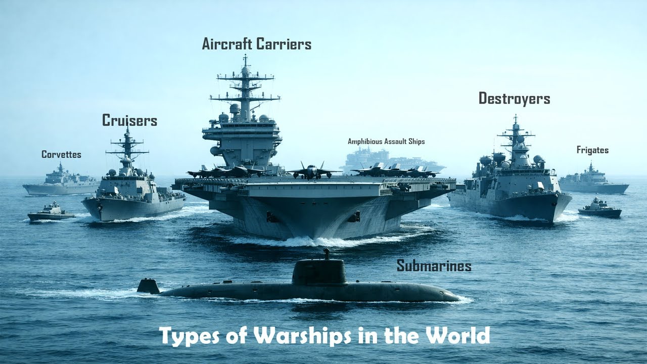 Types of Warships in the World | Aircraft Carriers, Destroyers, Submarines