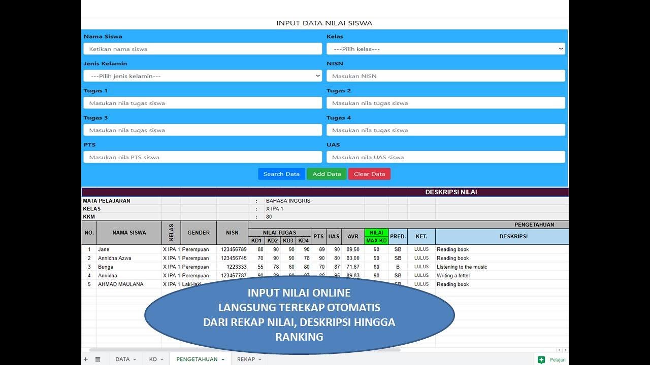 ENTRY DATA - SIMPLE ONLINE GRADING SYSTEM