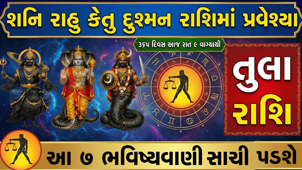 તુલા રાશિવાળા સાવધાન! 2026 શનિ રાહુ-કેતુ કરશે અચાનક કૃપા | Libra Horoscope 2026 Gujarati