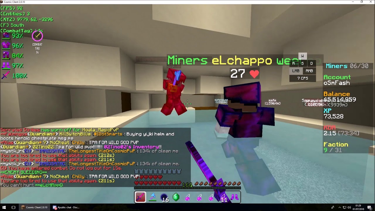 Killing A TP Trapping Hacker In A Heroic Phantom Set! CosmicPvP Spirit Planet
