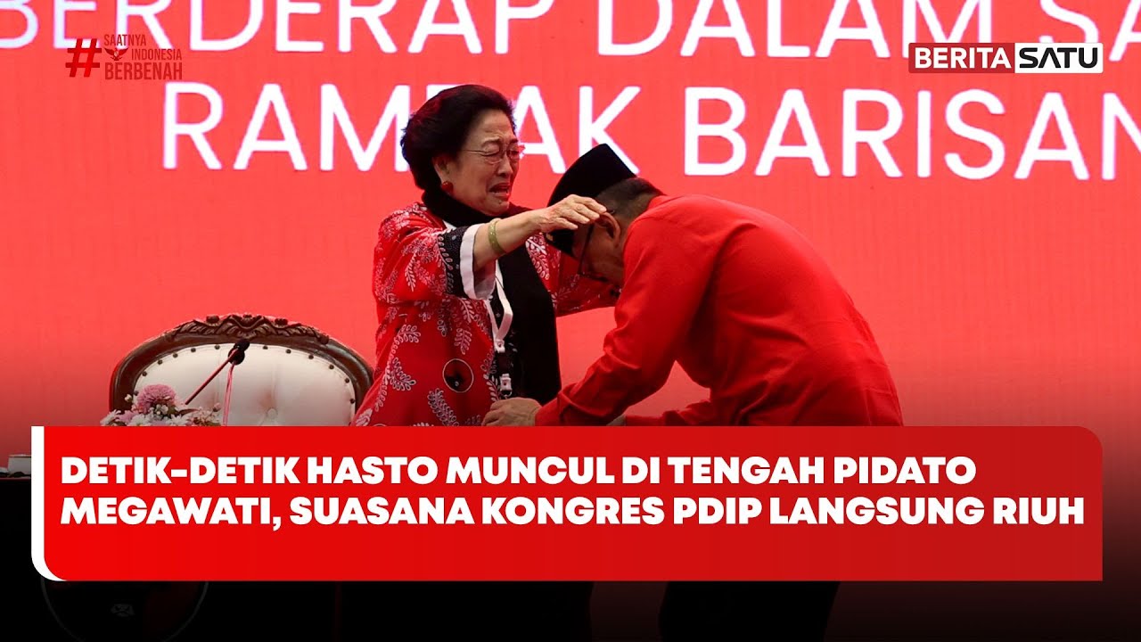 Detik-Detik Hasto Muncul di Tengah Pidato Megawati, Suasana Kongres PDIP Langsung Riuh #beritasatu