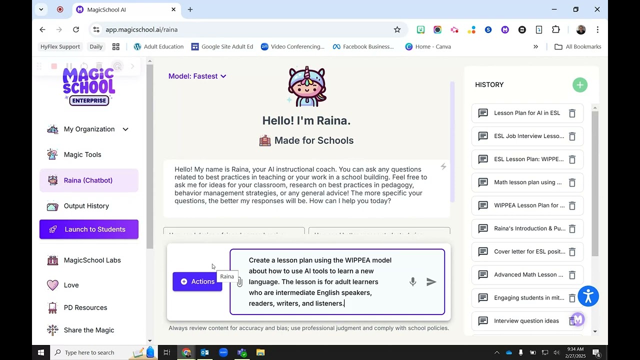 RAINA  MAGICSCHOOL CHATBOT TUTORIAL