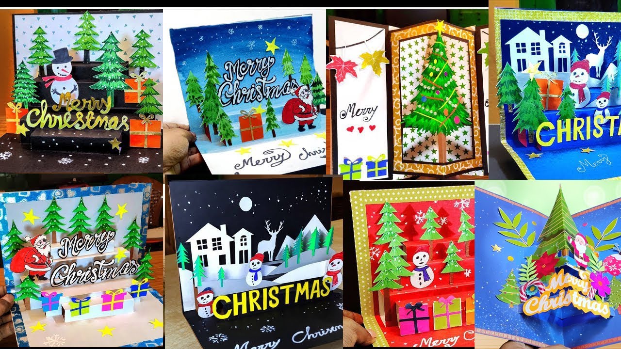 8 DIY Pop up Christmas cards /Handmade Christmas Greeting cards /How to make Santa Greeting Card