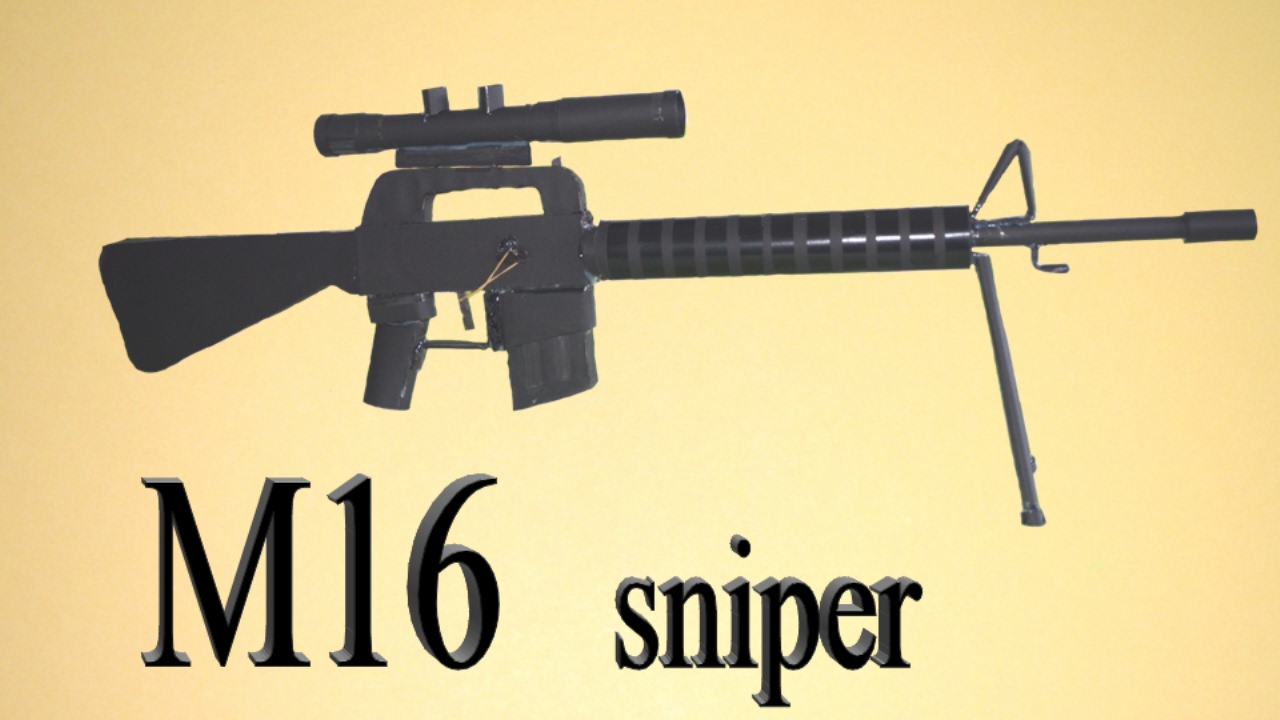 Как сделать снайперскую винтовку M16 из бумаги , которая стреляет