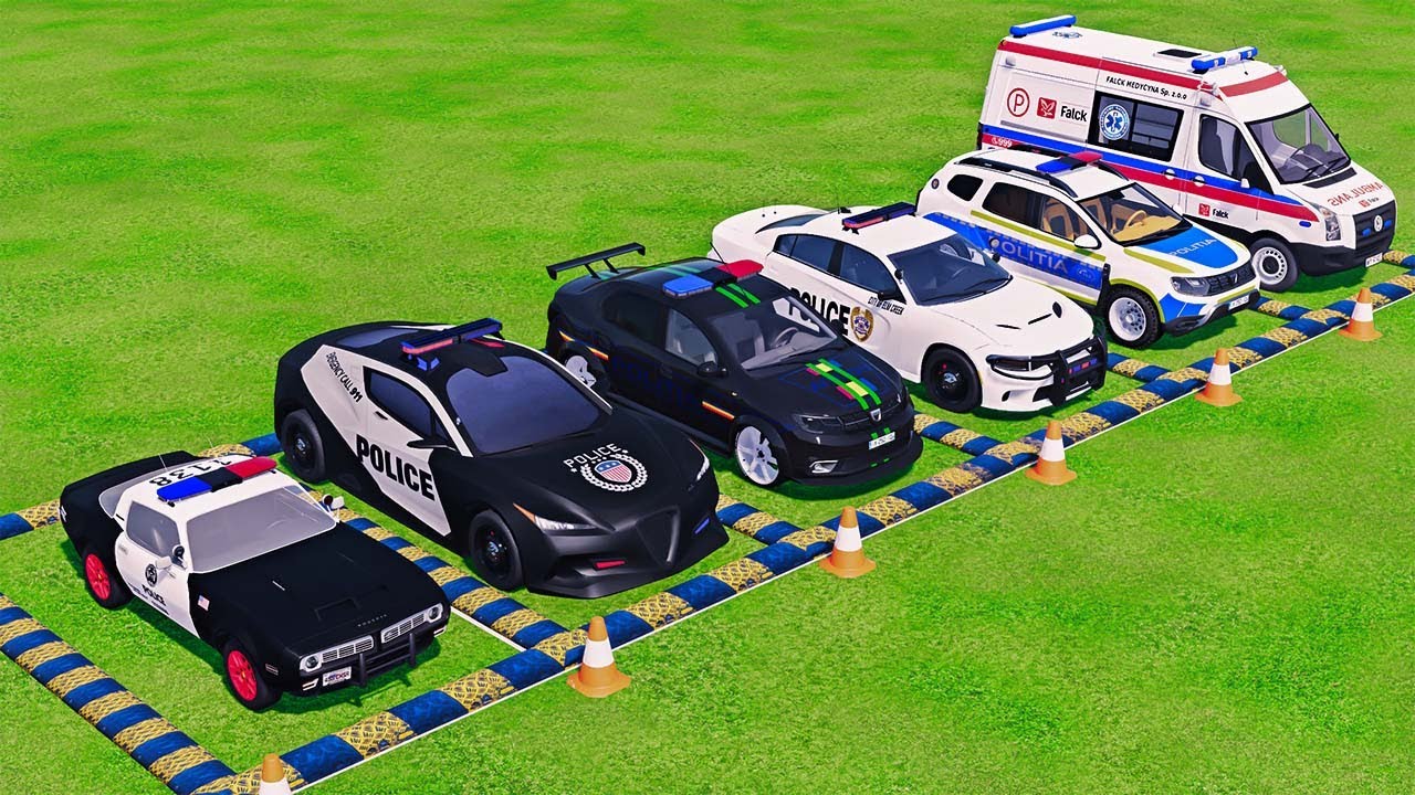 POLICE COLORFULL - TRANSPORTING POLICE CARS, AMBULANCE VEHICLES, FIRE TRUCK WITH TRUCK - FS22 #410