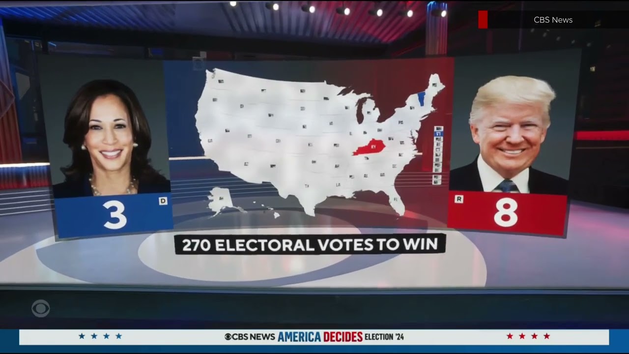 CBS News 2024 election night intro open and projection