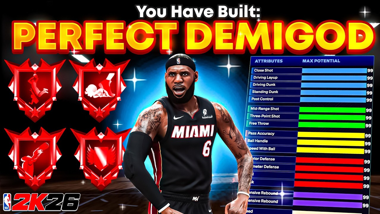 Лучший билд полубога ростом 203 см в NBA 2K26 (без слабых мест + без ограничений по уровню).