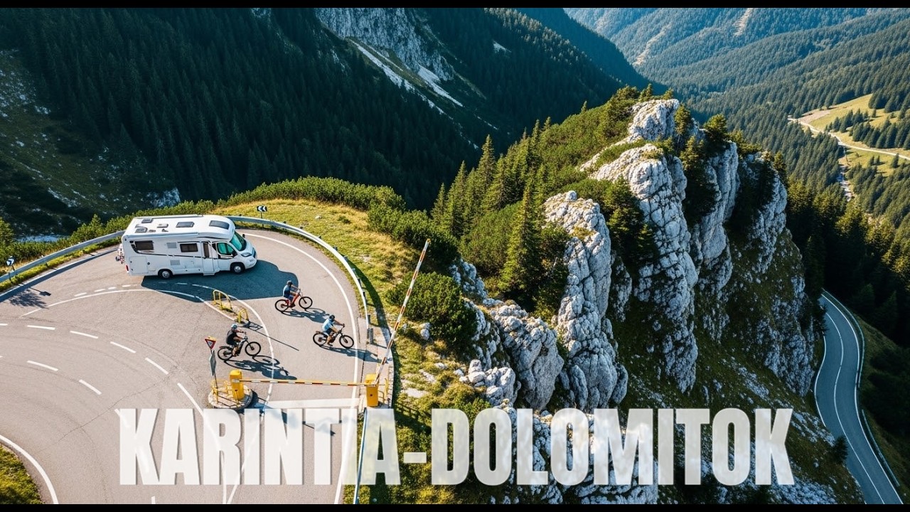Lakóautó, kerékpártúra, Karintia, Dolomitok, Dél-Tirol