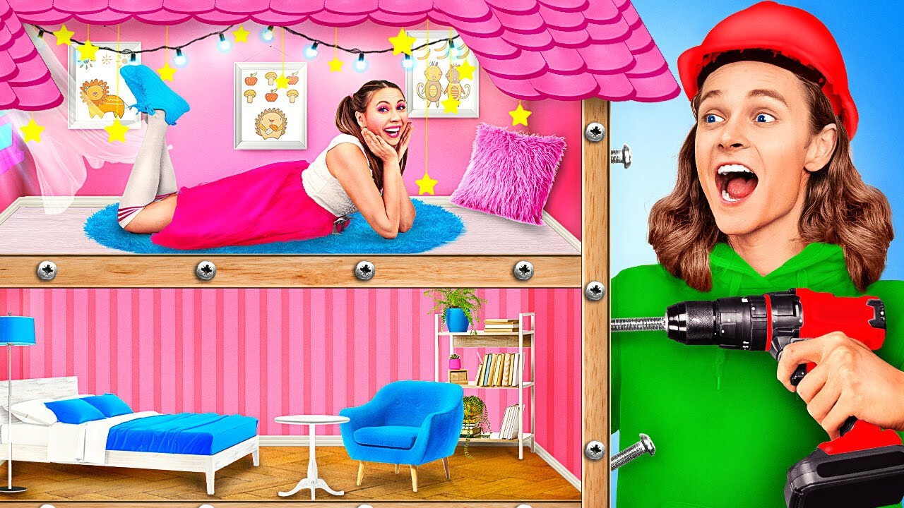 Ho costruito UNA MINI CASA SEGRETA per la mia sorellina! Trasformazione di una stanza su La La Vita