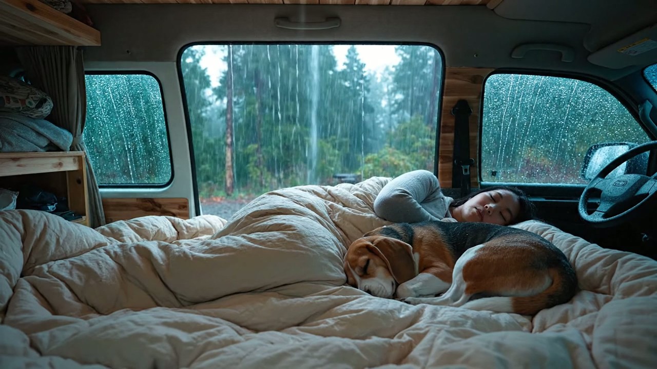 Sonidos Calmantes de Lluvia y Truenos Fuera de la Autocaravana para Sueño Profundo y Reparador