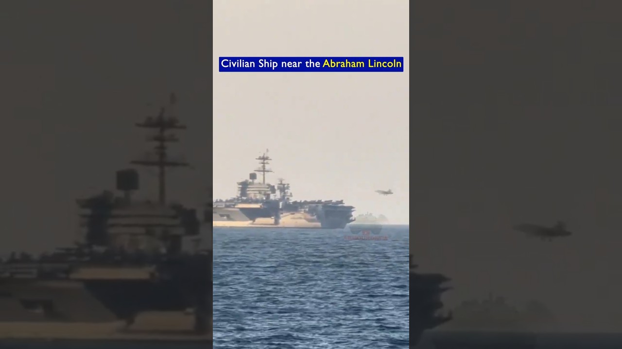Civilian Ship near the USS Abraham Lincoln Aircraft Carrier &ndash; F/A-18 Hornets Landing!!