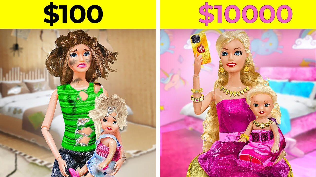 RIJKE EN ARME BARBIE ROOM MAKEOVER | Goedkope en dure spullen voor je kamer door 123 GO!