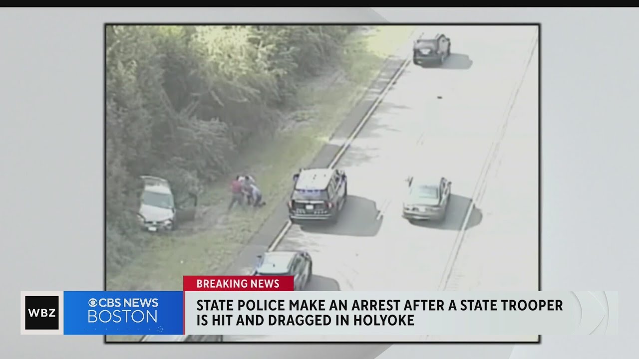 State trooper taken to hospital after getting hit and dragged by car in Holyoke
