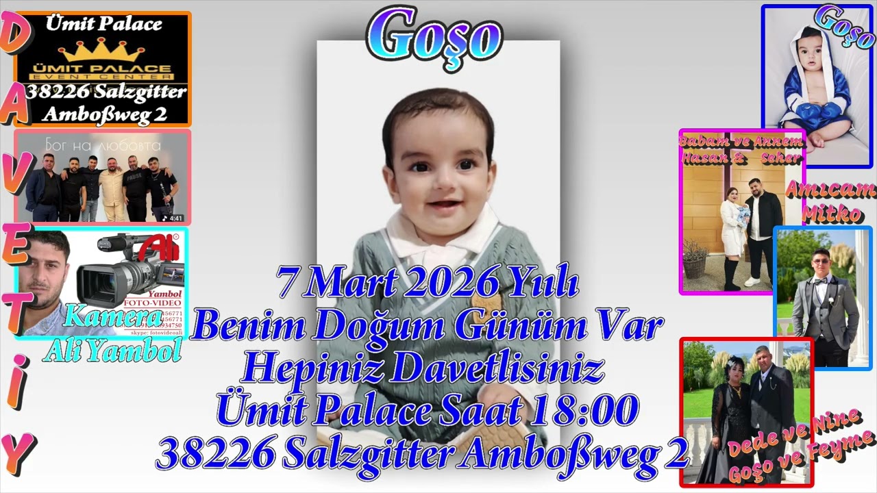 Davetiye Goşo Doğum Günü 7 Mart 2026 Yılı Almanya