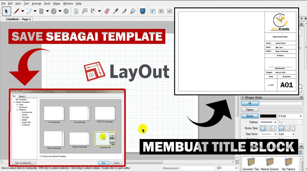 Tutorial SketchUp LayOut - Membuat Title Block/KOP Sebagai TEMPLATE di Sketchup LayOut