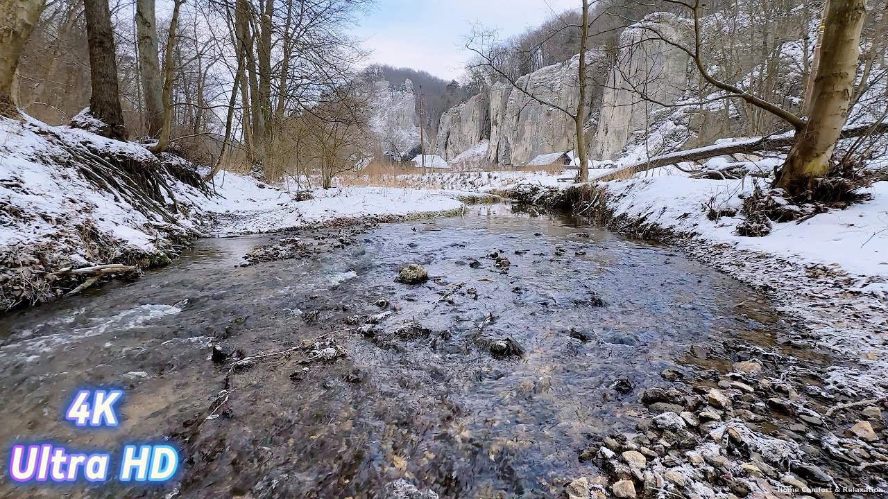 Healing Water Sounds | Winter Mountain River | Deep Sleep & Total Relaxation(8 Hours)#nature #relax
