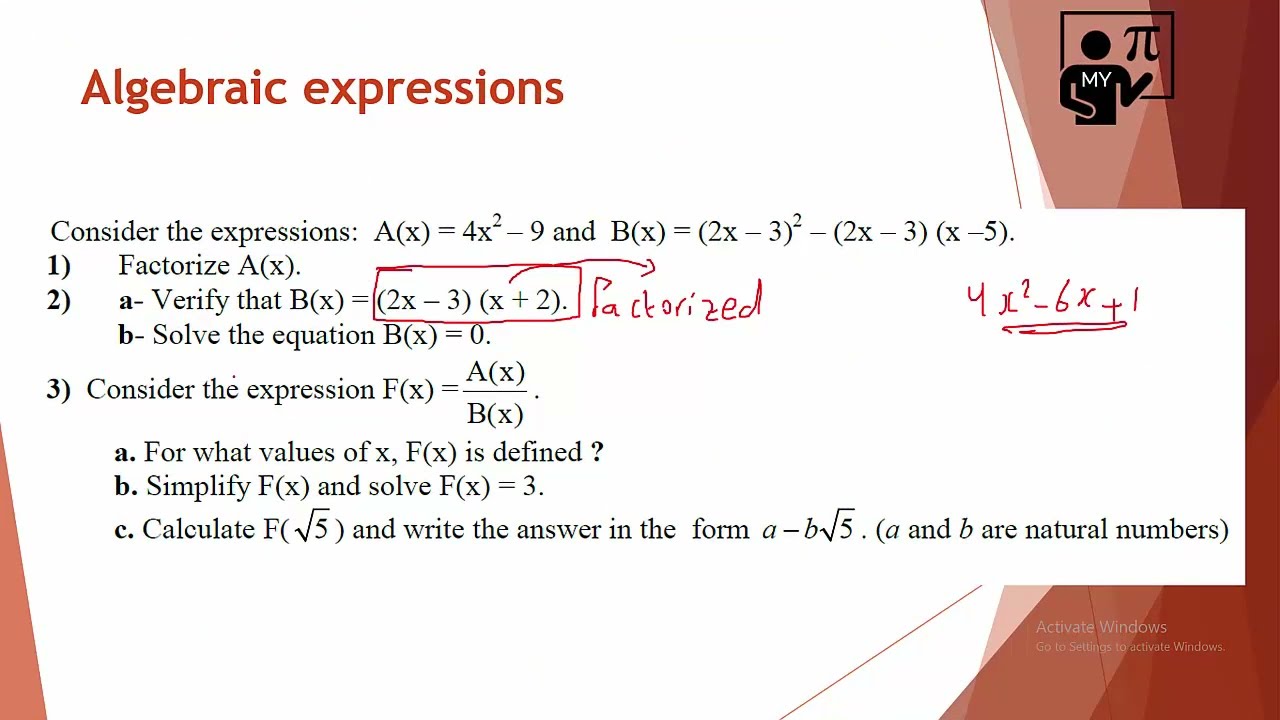 Algebraic Expressions _ grade 9