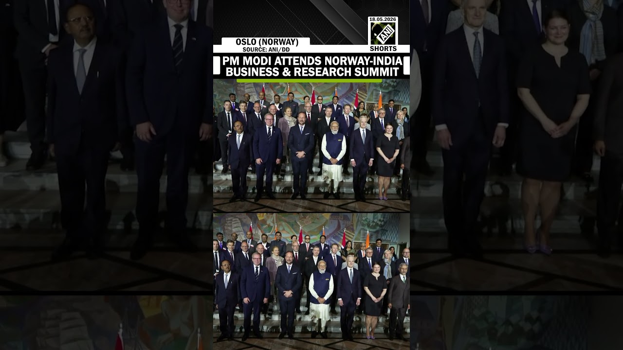 PM Narendra Modi attends Norway-India Business & Research Summit at Oslo City Hall in Oslo