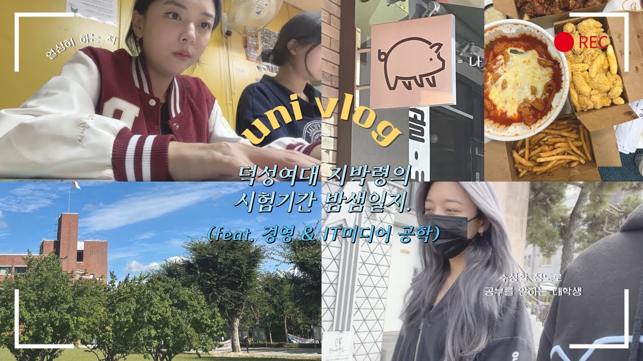 덕성여대 지박령의 시험기간 밤샘일지  |  uni vlog ㅣ 대학생 ㅣ 브이로그 ㅣ 중간고사 ㅣ 덕성여대