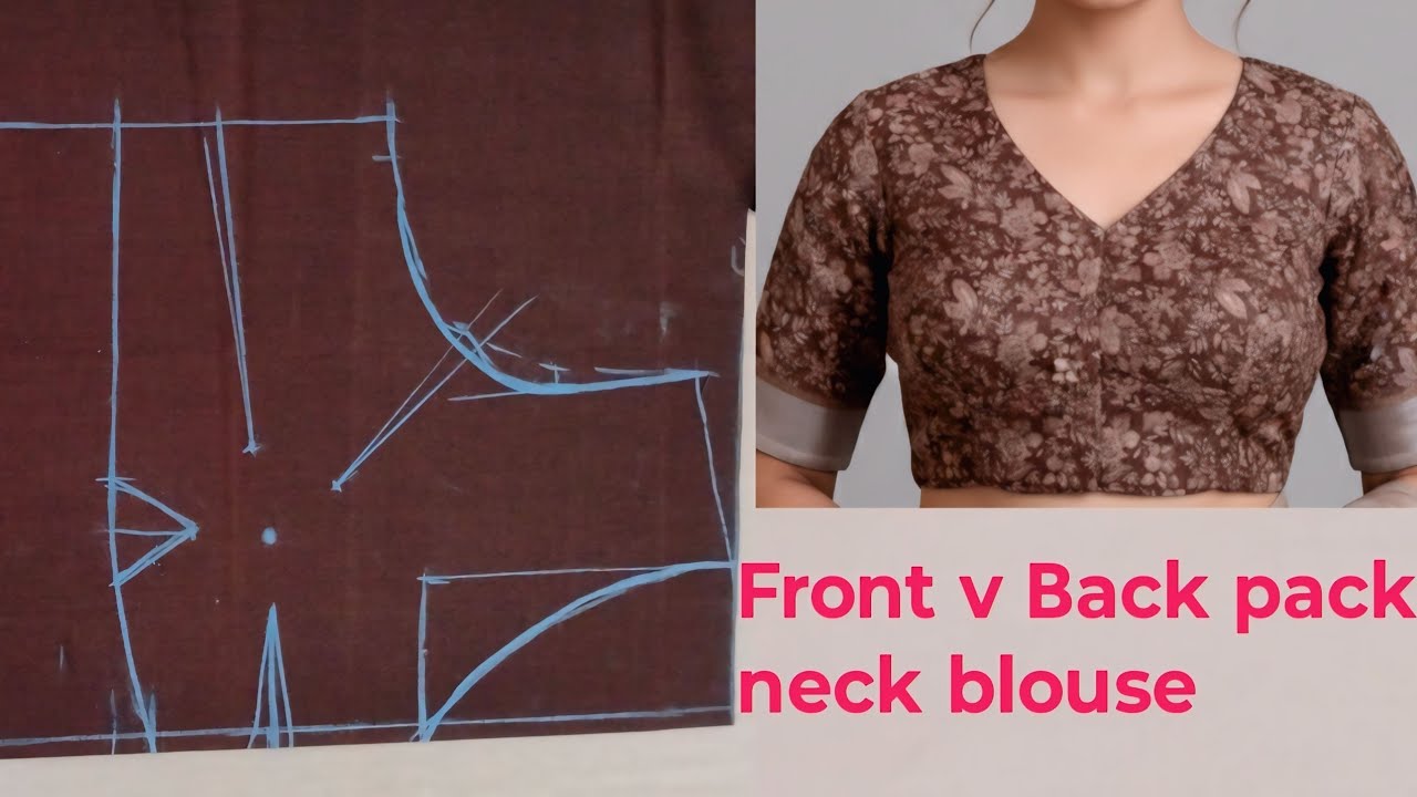 Front v back pack neck blouse cutting & stitching |4 Tucks Blouse Cutting & stitching|
