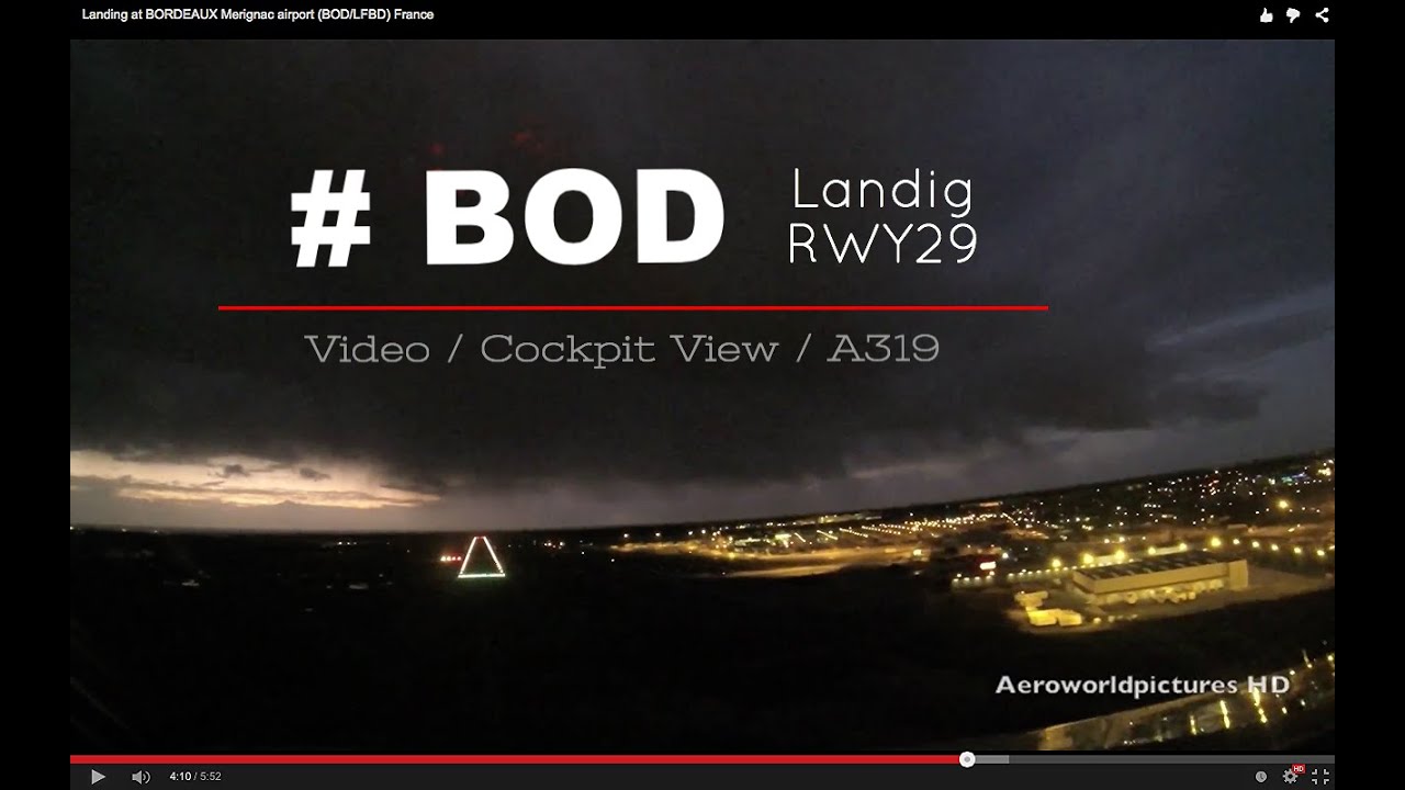 Landing at BORDEAUX Merignac airport (BOD/LFBD) France - Cockpit View