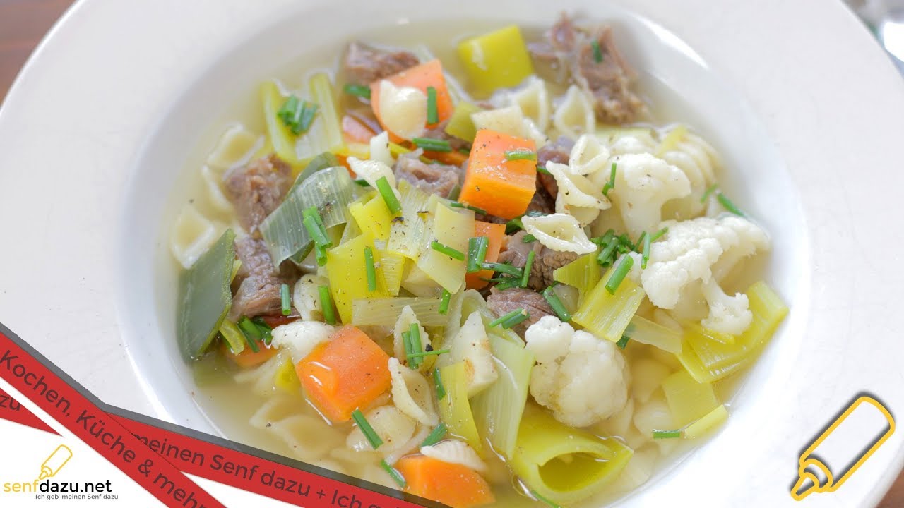 Rindfleischsuppe I Rezept I Einfache Suppe kochen mit frischem Gemüse und Beinscheibe