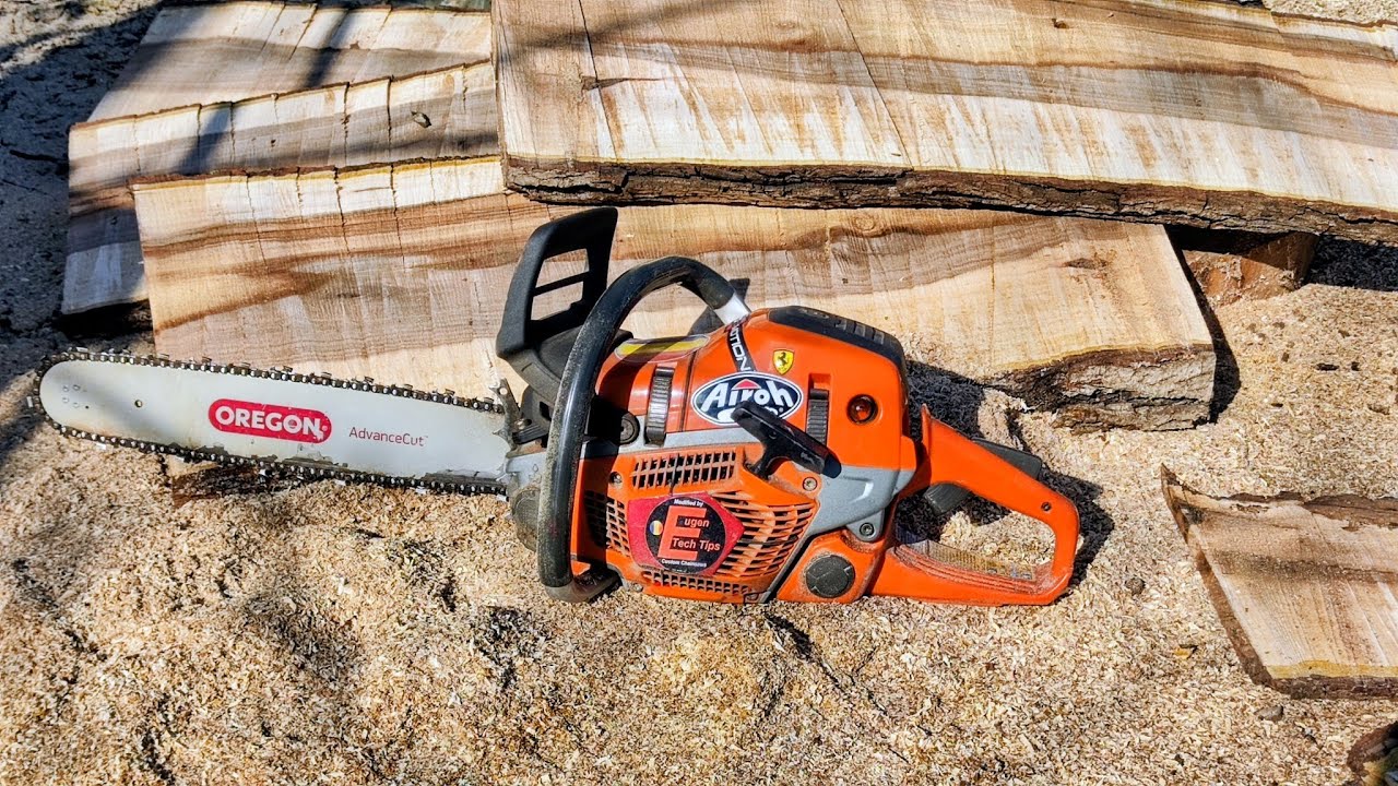 Husqvarna face scânduri din bustean de nuc fara suport
