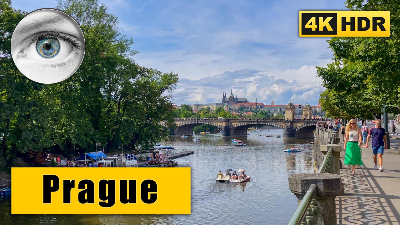 Prague walking tour along the Vltava River embankment 🇨🇿 Czech Republic 4K HDR ASMR