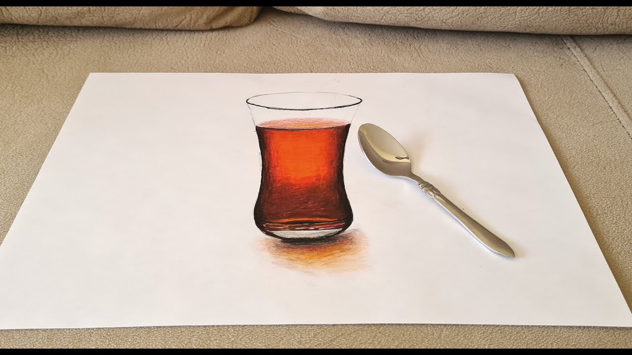 3d çizim / 3 boyutlu çizimler / 3d drawing / 3d çay bardağı çizimi