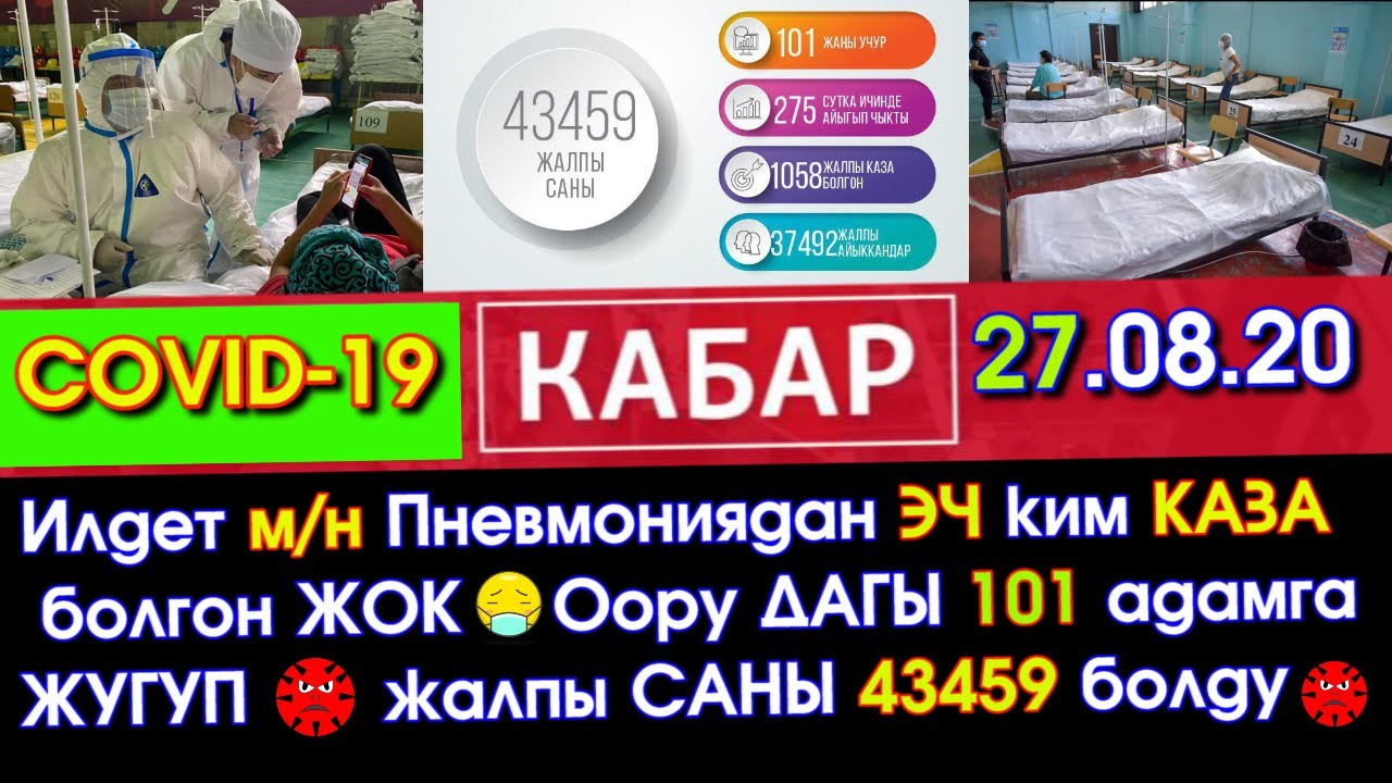 ИЛДЕТ м/н Пневмониядан ЭЧ ким КАЗА болгон ЖОК😷101 АДАМГА жугуп😱ЖАЛПЫСЫ 43459 болду | Акыркы Кабарлар