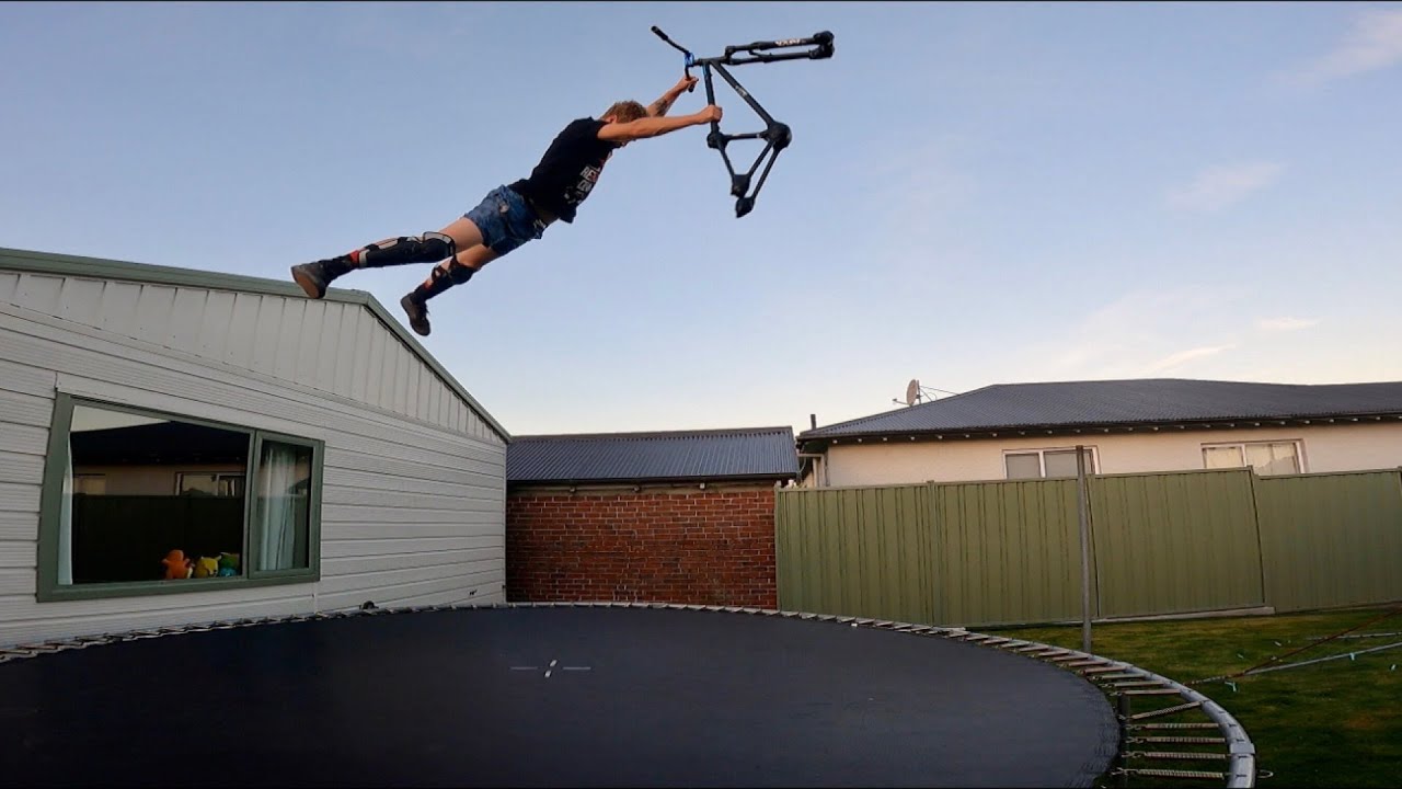 HOW TO MAKE A TRAMP BIKE - EPIC BACKYARD TRAMPOLINE SET UP