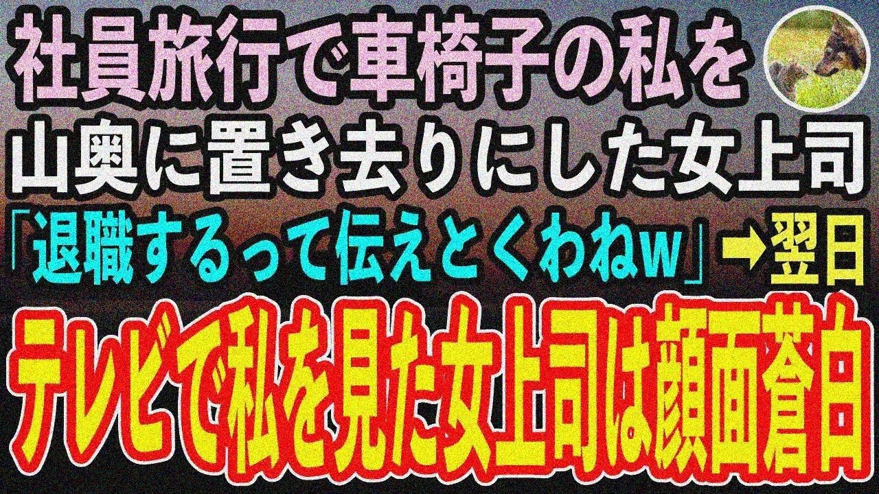 【感動する話】社員旅行で車椅子の私を山奥に置き去りにした女上司「退職伝えておくわw」→翌日、全国TVに映る私を見て顔面蒼白【泣ける話・ いい話・スカッと朗読】