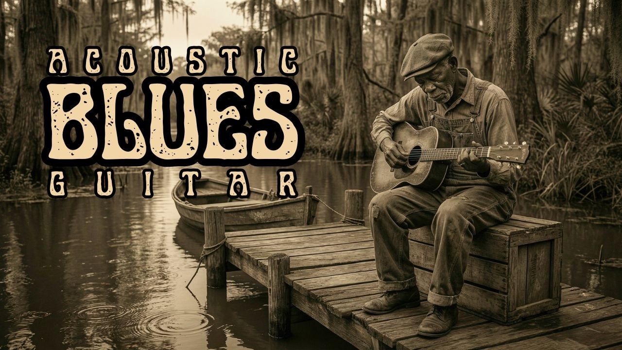 Slow Sad Acoustic Blues Guitar Instrumental with Spacious Atmosphere