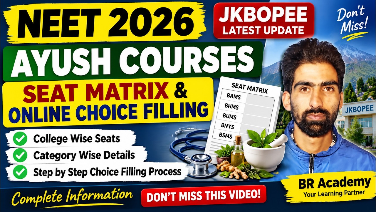 NEET 2026 JKBOPEE AYUSH Counselling 🔥 Seat Matrix OUT | BAMS BHMS BUMS