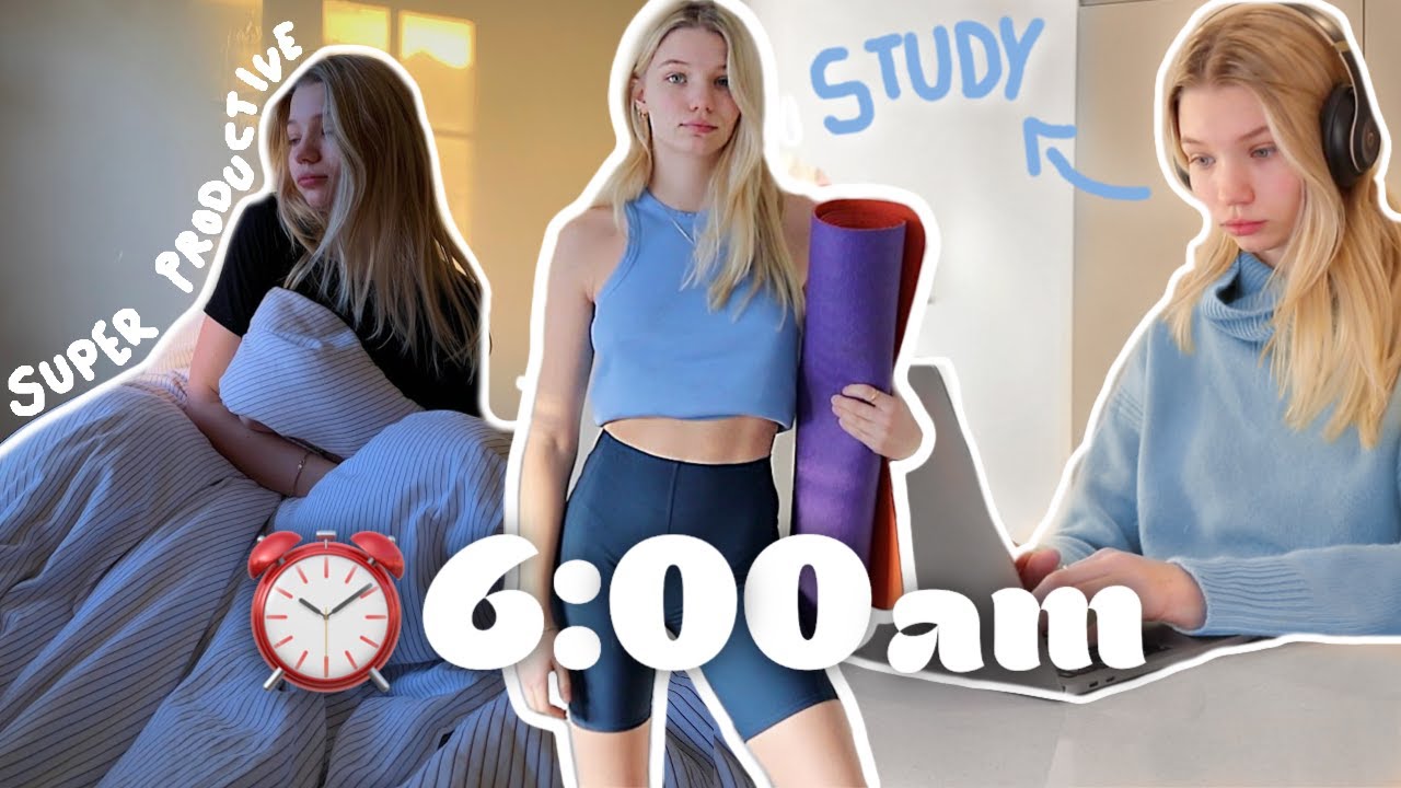 6am Productive Online Uni Morning Routine 🌙 Workout, Healthy Eating, Lots of Work