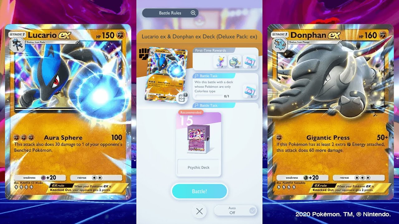Lucario EX & Donphan EX | Expert Solo Battle (Deluxe Pack EX) Pokémon TCG Pocket
