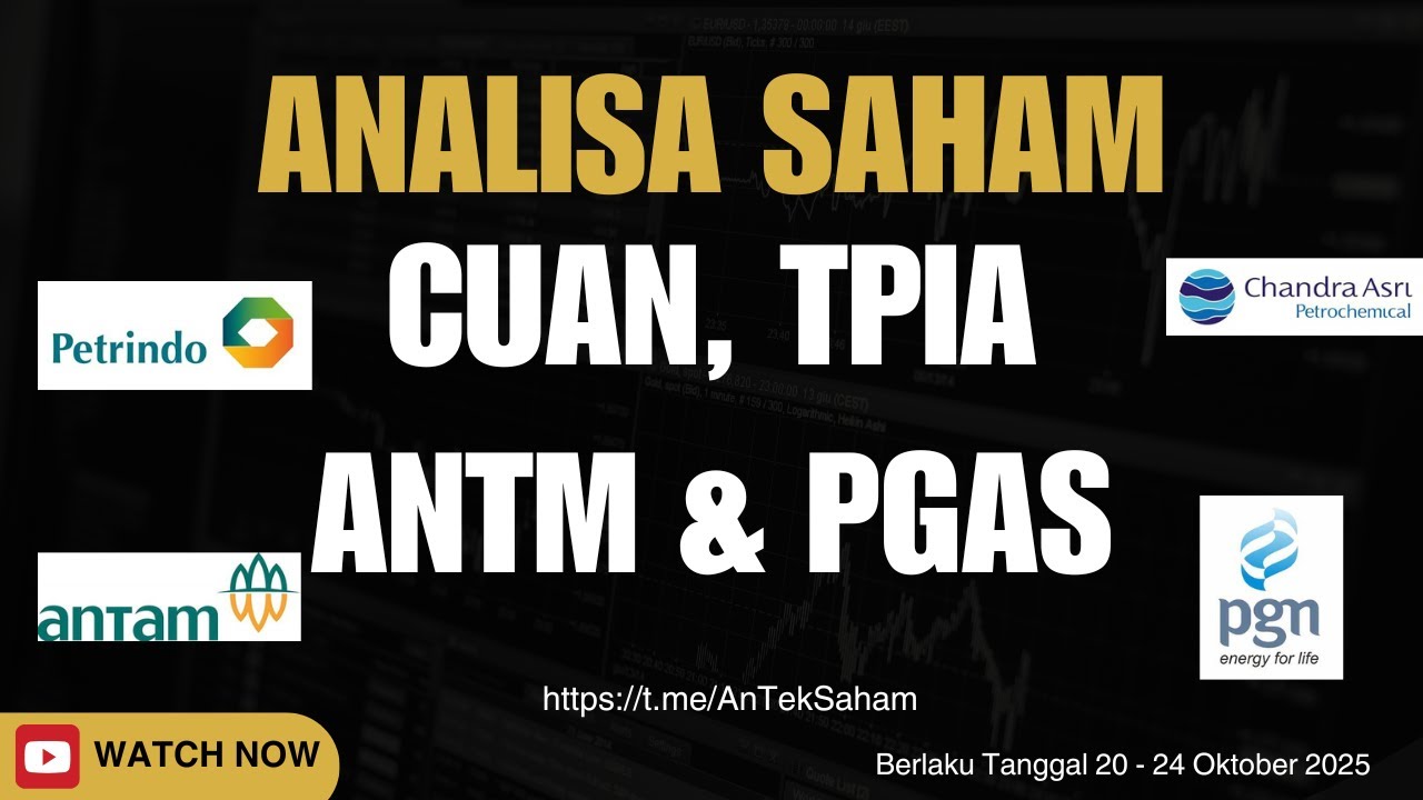 Analisa Saham CUAN, TPIA, ANTM DAN PGAS Untuk Tanggal 20 - 24 Oktober 2025 @AnTekSaham