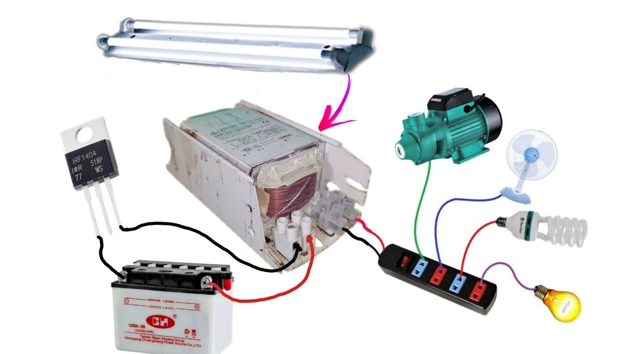 I turn ballast into a powerful inverter circuit 12V TO 220V, 500W