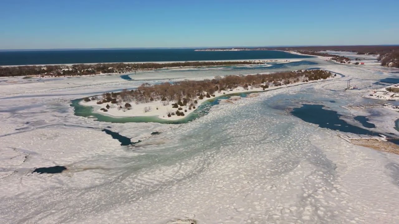January 2026 - Frozen Stony Brook Harbor Aerial Footages