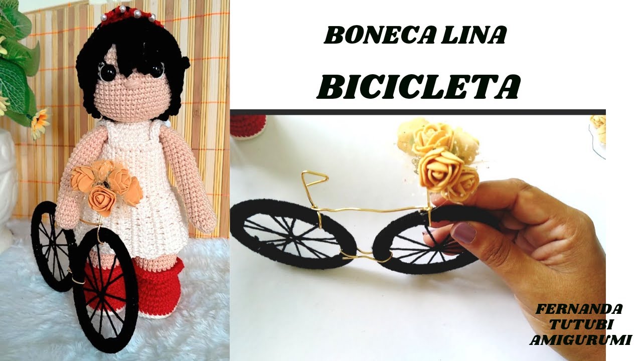 Bicicleta da boneca Adelina em amigurumi,bicicleta decorativa