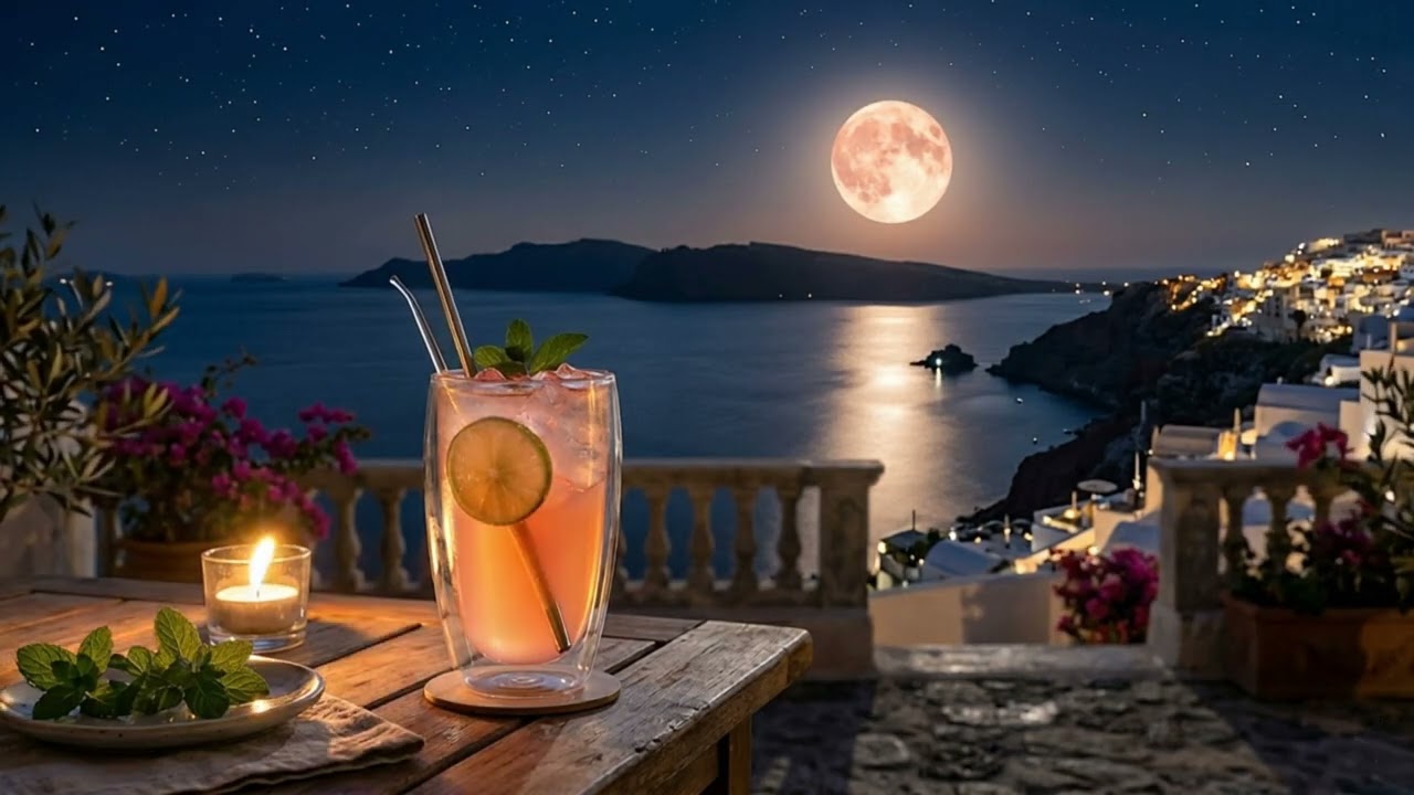 Strawberry Moon Night 🌙 Calm Ocean Waves & Soft Piano for Deep Relaxation