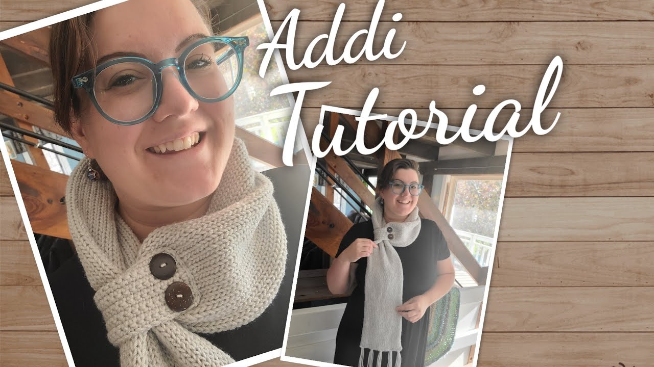 addi knit Acadia Scarf. machine knit scarf tutorial