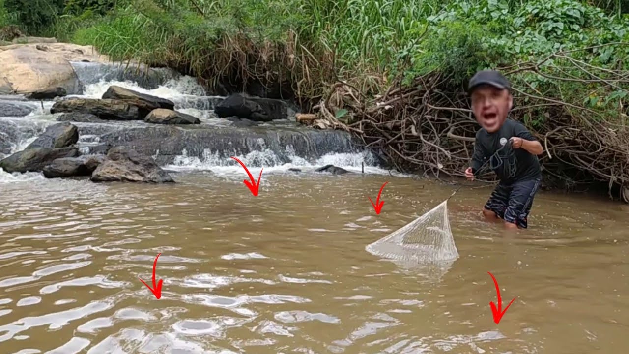 Foi uma loucura essa tarrafada na cachoeira_peixe frito...