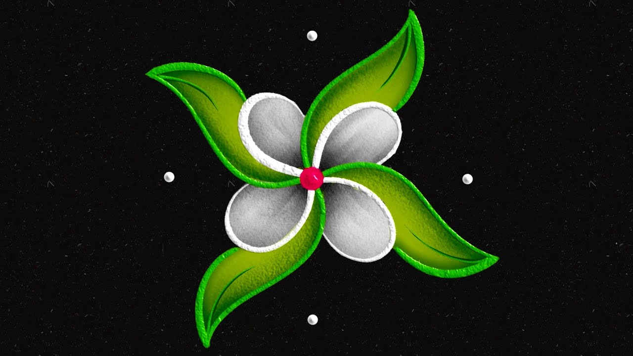 Amazing 5-3 dots Beginner Flower Rangoli🌺| Easy & Simple dots kolam |Flower muggulu |colour rangoli