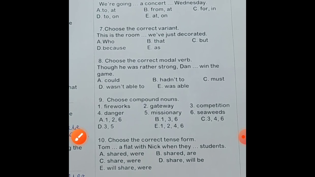9 cu sinifler üçün Buraxıliş sınağı(listening,grammar,reading)