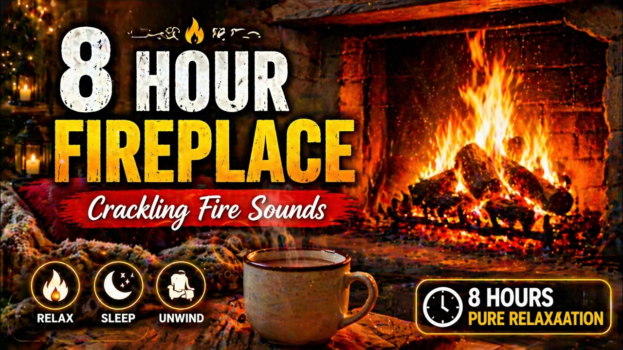 🔥 Cozy Fireplace Crackling | 8 Hours of Relaxing Fire Sounds