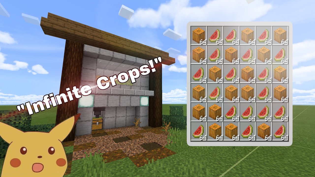 Minecraft Bedrock MCPE Xbox PC Ps4 // Automatic Melon and Pumpkin Farm // :O